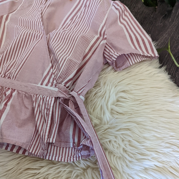 MADEWELL - Ruffle-Hem Wrap Top in Stripe Mix - Picture 6 of 15